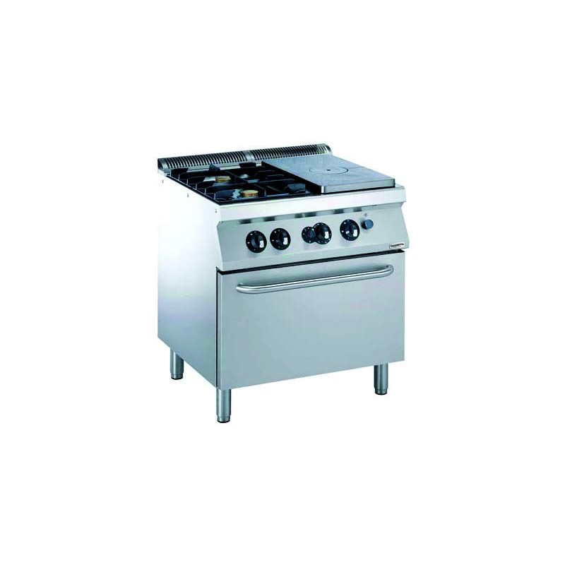PRO 700 CUISINIERE PLAQUES COUP DE FEU GAS 2 BR. AVEC FOUR GAZ