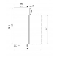 RÉFRIGÉRATEUR EN ACIER INOX 2 PORTES EN VERRE