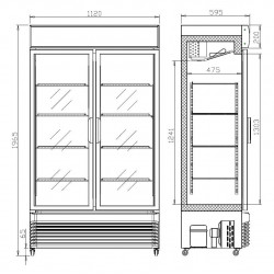 RÉFRIGÉRATEUR AVEC PORTES COULISSANTES EN VERRES BEZ-750 SL