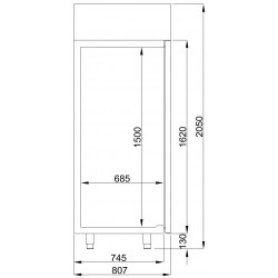 RÉFRIGÉRATEUR EN ACIER INOX PORTE EN VERRE MONO BLOCK 700 LTR