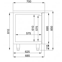 700 TABLE RÉFRIGÉRÉE 1 PORTE ET 2 TIROIRS MONOBLOCK