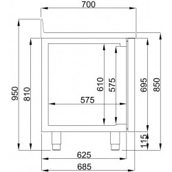 700 TABLE RÉFRIGÉRÉE BORD RELEVÉ 2 PORTES MONO BLOCK