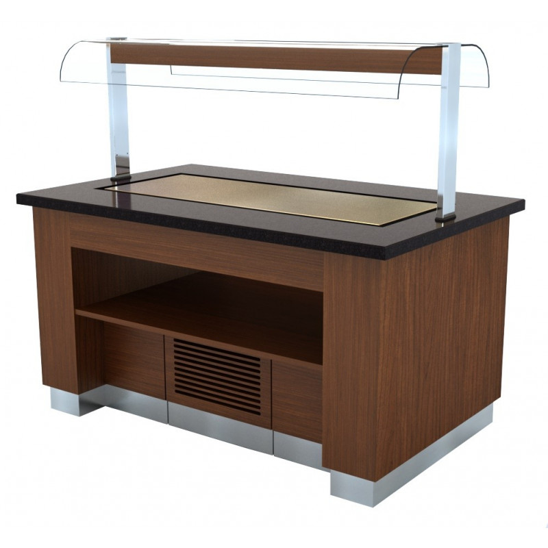 BUFFET RÉFRIGÉRÉE WENGE 1600  AVEC PLAN RÉFRIGÉRÉE EN ACIER INOX