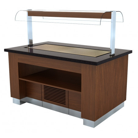 BUFFET RÉFRIGÉRÉE WENGE 1600  AVEC PLAN RÉFRIGÉRÉE EN ACIER INOX