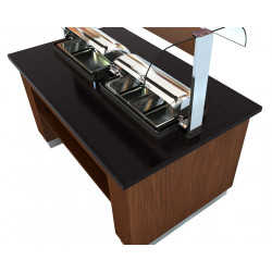 BUFFET CHAUD WENGE 1600  AVEC 2X 1/1GN CHAFING DISH