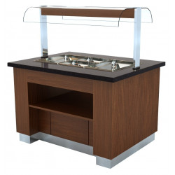 BUFFET CHAUD WENGE 1300  AVEC 2X 1/1GN CHAFING DISH