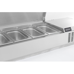 PUITS RÉFRIGÉRÉE COUVERCLE EN ACIER INOX 1/4 GN x 6