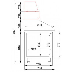 TABLE PRÉP POUR PIZZA 2 PORTES