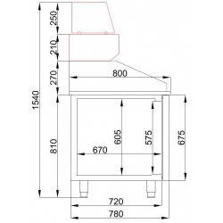 TABLE PRÉP POUR PIZZA 2 PORTES ET 5 TIROIRS