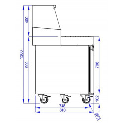 TABLE PRÉP POUR PIZZA 2 PORTES 9x 1/3GN RÉCIPIENT