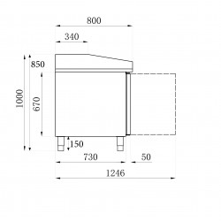 TABLE PRÉP POUR PIZZA 2 PORTES