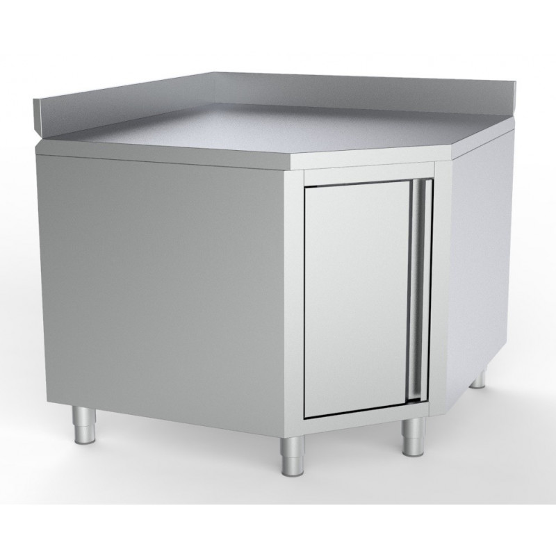 PLAN DE TRAVAIL ANGLE AVEC PORTE ET BORD RELEVÉ 1000/1000 POUR 700MM TABLES