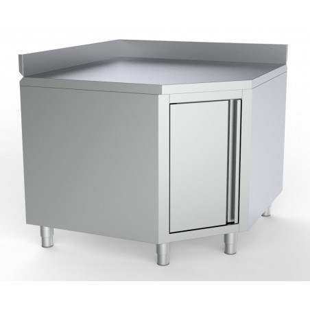 PLAN DE TRAVAIL ANGLE AVEC PORTE ET BORD RELEVÉ 1000/1000 POUR 700MM TABLES