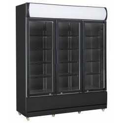 RÉFRIGÉRATEUR 3 PORTES EN VERRE NOIR FCU-1200 BL