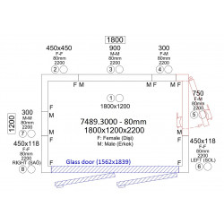 CHAMBRE FROIDE POSITIVE 1800x1200x2200 2 PORTES EN VERRE  *TRANSPORT SUR DEMANDE*