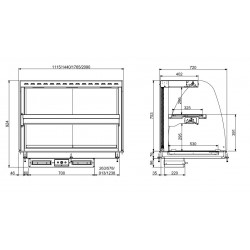 DROP-IN VITRINE COURBEE CHAUFFANTE AVEC PLAQUE VITRO CERAMIQUE NOIR 3/1