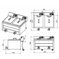 FRITEUSE POSABLE ÉLECTRIQUE 2X8L 2X3KW