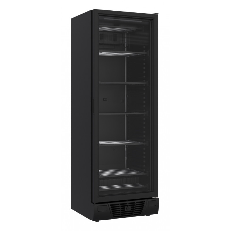 CONGÉLATEUR 1 PORTE EN VERRE NOIR 382L