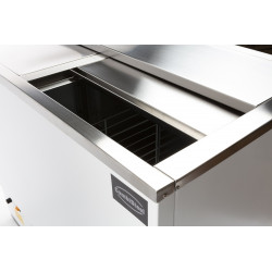 CONSERVATEUR DE BOUTEILLES BLANC COUVERCLE EN INOX 137L