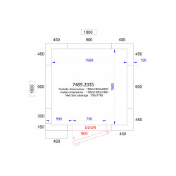 CHAMBRE FROIDE POSITIVE/NEGATIVE 1800x1800x2200 - 120 MM  *TRANSPORT SUR DEMANDE*