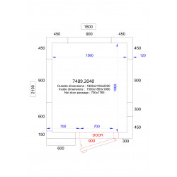 CHAMBRE FROIDE POSITIVE/NEGATIVE 1800x2100x2200 - 120 MM  *TRANSPORT SUR DEMANDE*